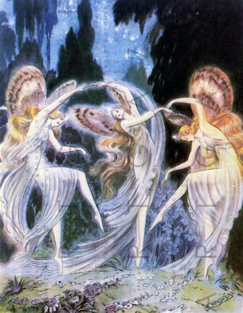Fairies Of The Night Stunning Art Nouveau Illustration Etsy Fairy