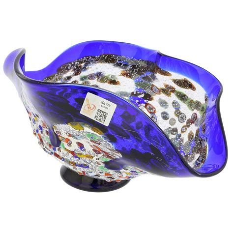 Vintage Murano Style Hand Blown Art Glass Dish Controlled Bubbles Deep Purple Art Glass Glass