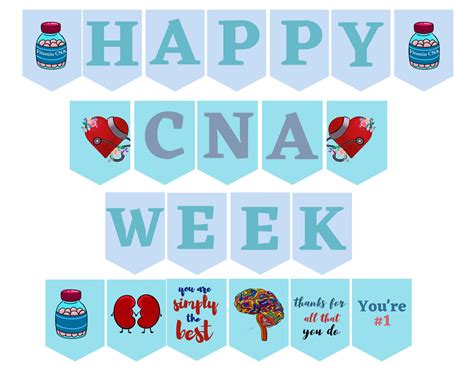 Blue Happy CNA Week Banner Printable / CNA Appreciation Week Banner