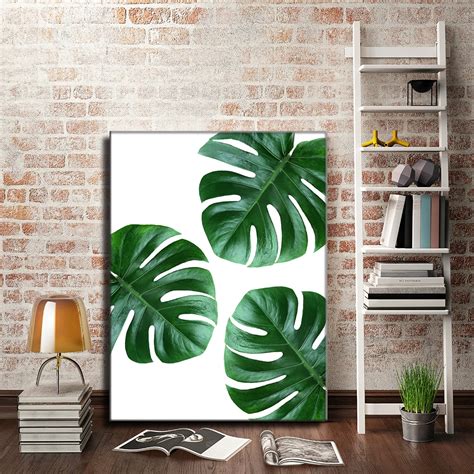 Canvas Painting Tropical Plant Leaves Monstera Deliciosa Nordic Style