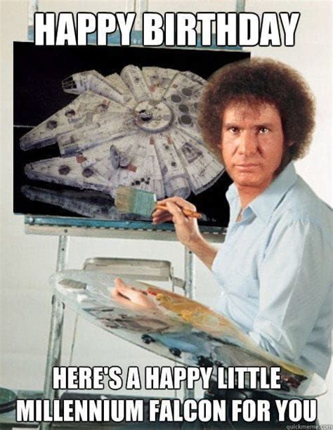 Bob Ross Star Wars Millennium Falcon Painting For Birthday Bob Ross