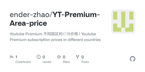 Github Ender Zhaoyt Premium Area Price Youtube Premium 不同国区的订阅价格