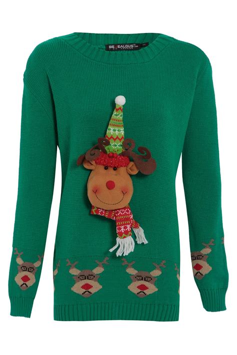 Check spelling or type a new query. Womens Ladies Long Dress Christmas Two Reindeer Sweatshirt ...