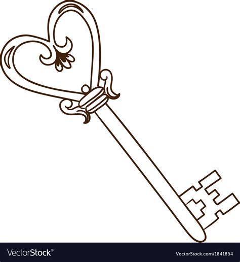Romantic Heart Shaped Key Isolated On White Vector Image