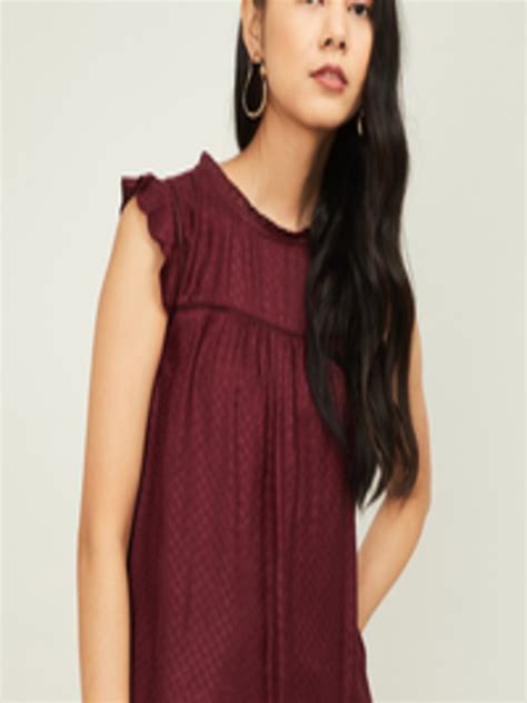 Buy Ginger By Lifestyle Women Burgundy Solid Top Tops For Women