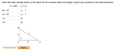 solved solve the right triangle shown in the figure for all