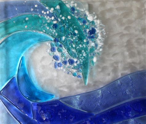 Wave Detail Enjoy Mosaic Glass Fused Glass Glass Art Mosaic Waves Stained Glass Windows