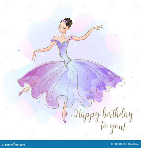 Tarjeta Con Una Princesa De La Bailarina Enhorabuena En Su Cumpleaños