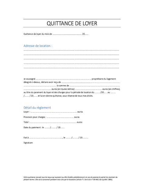 Quittance De Loyer Pdf Form Fill Out And Sign Printable Pdf Template