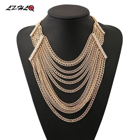 Lzhlq Brand 2022 Vintage Multilayer Metal Necklaces Women Trendy Maxi