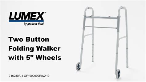 Lumex® Two Button Folding Steel Walker With 5 Wheels Youtube
