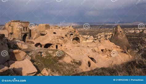 Ancient City Of Uchisar With Residential Dwellings In Caves Cappadocia