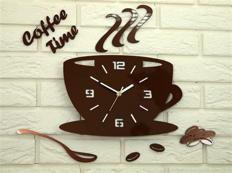 Clock To Kitchen Kitchen Clock Wall Clock Coffe Time Metalic Copper