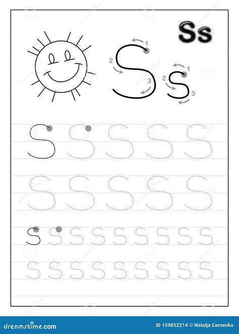 Tracing Alphabet Letter S Black And White Educational Pages On Line