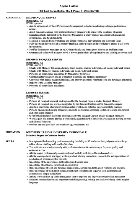 Banquet Server Resume Samples Velvet Jobs