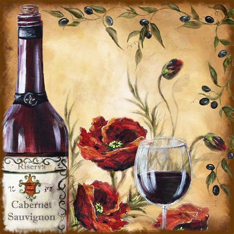 Tre Sorelles Art Licensing Program Wine Art Painting Wine Bottle Art