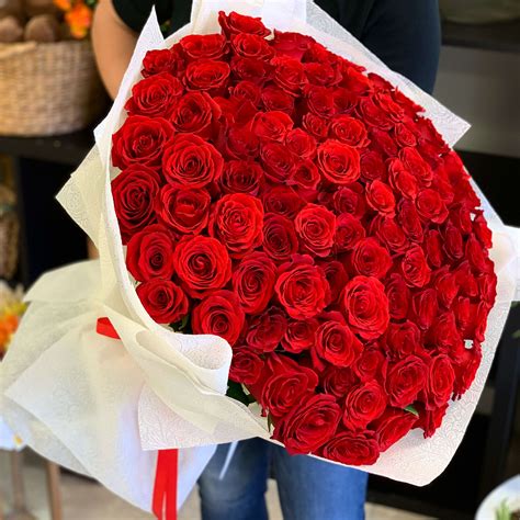 100 Red Roses Hand Crafted Bouquet By Luxury Flowers Miami