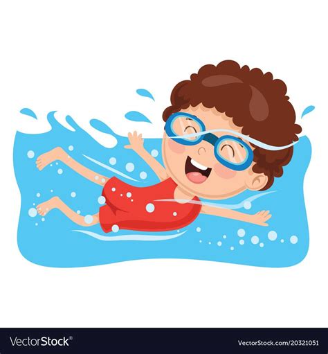 Free kids art week online class. Vector Illustration Of A Kid Swimming. Download a Free ...
