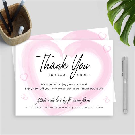 Business Thank You Card Template Editable Thank You Package Etsy