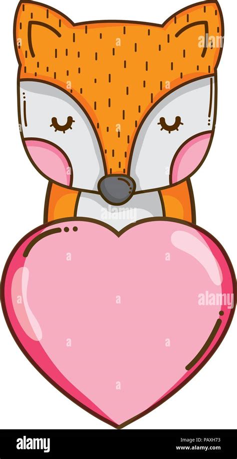 Cute Fox With Heart Love Sign Stock Vector Image And Art Alamy