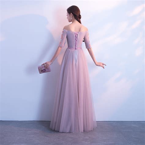Light Purple Prom Dress Off The Shoulder A Line Long Dress