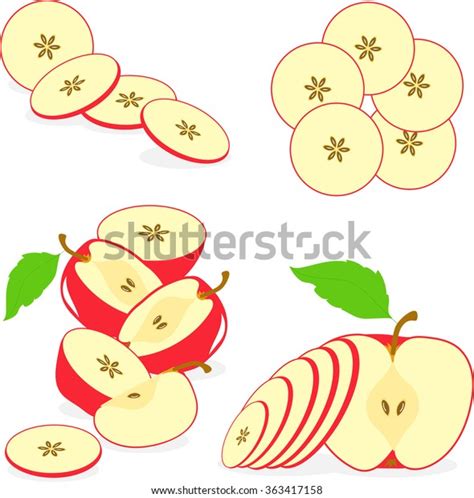Apple Red Apple Slices Collection Vector Stock Vector Royalty Free