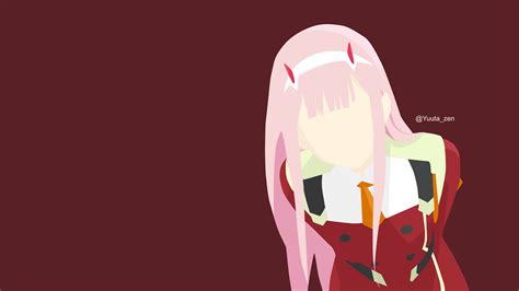 Darling In The Franxx Zero Two With Red Horn And Purple Hair With