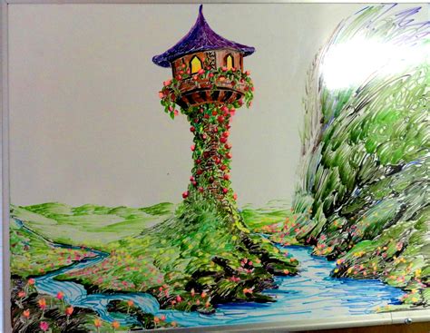 Rapunzels Tower From Tangled Whiteboard Drawing By Manukahoney7 On