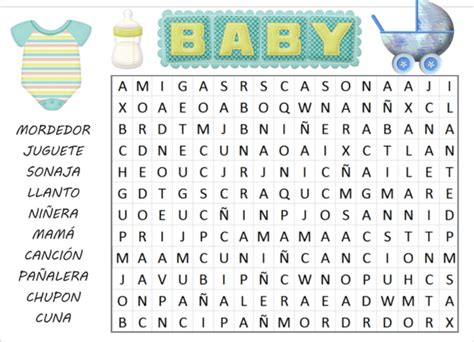 Sopa De Letras Para Baby Shower 5 Juegos Para Baby Shower Mama Inventiva