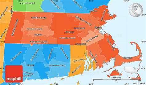 Political Shades Simple Map Of Massachusetts