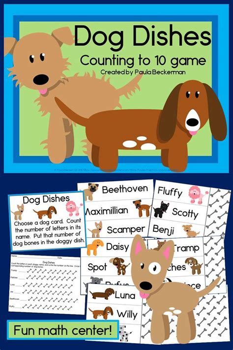 Counting To 10 Game With Dog Dishes Pet Themed Math Center Fun Math