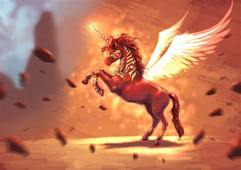 Fire Unicorn Magical Horses Fantasy Horses Mythological Animals