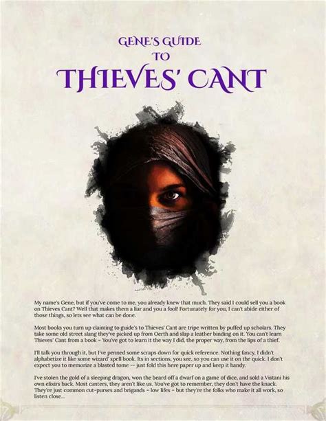 Genes Guide To Thieves Cant In 2020 Dungeons Dragons Homebrew