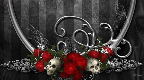 4096x2304px Free Download Hd Wallpaper Roses Of Darkness Skull