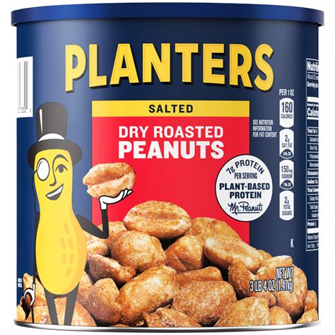 Planters Salted Dry Roasted Peanuts 52 Oz Can Planters Brand
