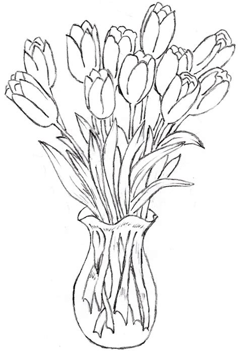 A beautiful flower always makes us smile. Flowers In A Vase Drawing at GetDrawings | Free download