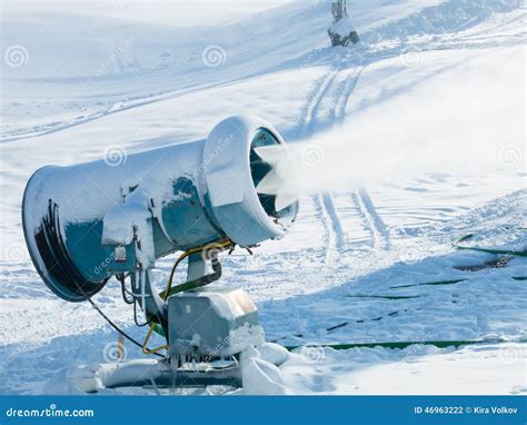 Snow Making Machine In Work Stock Photo Image Of Equipment Resort