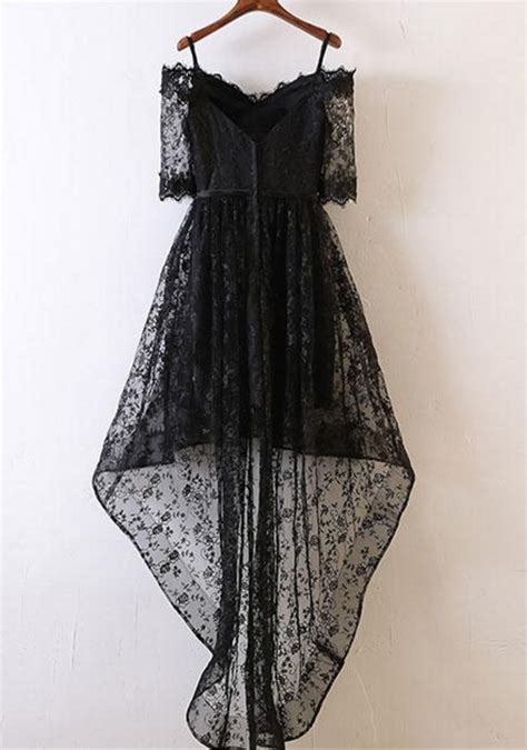 Black Lace High Low Prom Dress Black Lace Evening Dress On Luulla