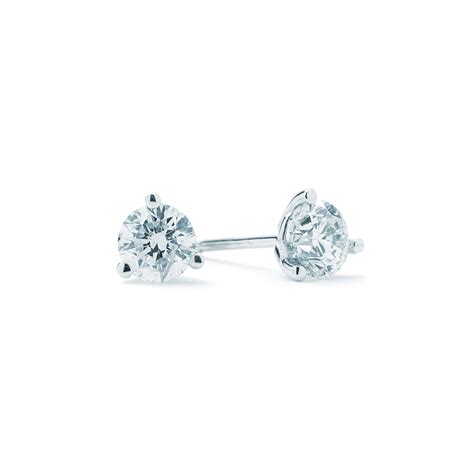 34 Cttw Round Diamond Studs Three Prong In White Gold New York