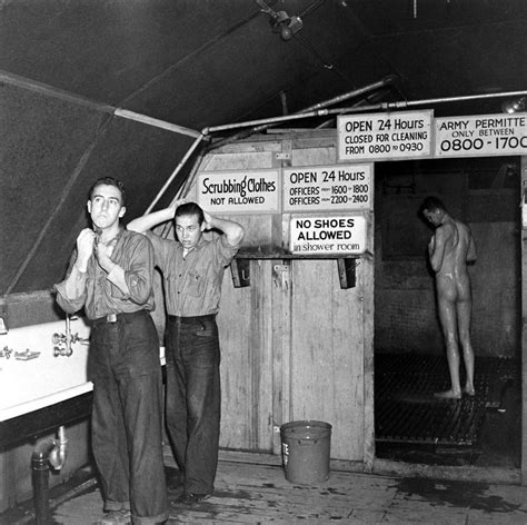 American Soldiers Shower And Shave While Stationed At Kuluk Bay During The Aleutian Islands