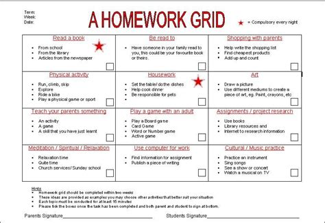 Homework Grids