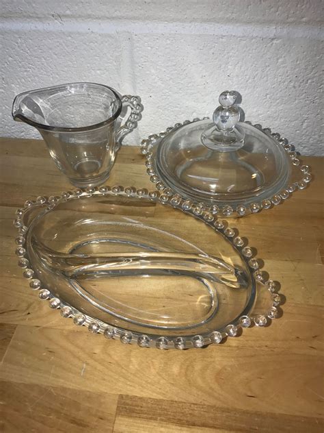 Imperial Candlewick Glassware Set Creamer Bowl And Relish Etsy