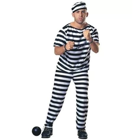 halloween adult male white black striped prisoner costume halloween adult men prisoner cosplay
