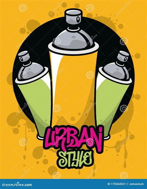 Graffiti Urban Style Poster With Paint Spray Bottles Stock Vector