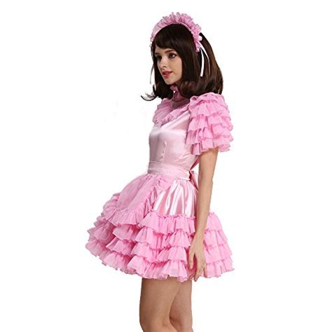 Gocebaby Lockable Sissy Maid Satin Pink Puffy Dress Costume 0 3