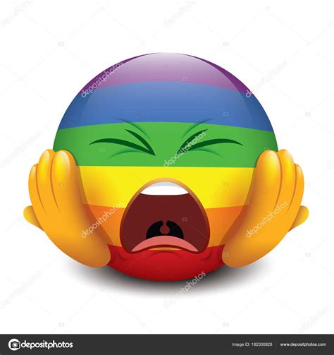 Panik Emoticon Mit Kopf Emoji Smiley Vektorillustration Vektorgrafik