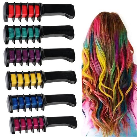 Then rinse and style in the usual manner. 6pcs DIY Temporary Colour Hair Dye Mini Comb Shimmer Chalk ...
