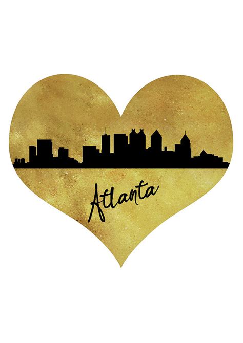 Atlanta Skyline Gold Digital Art By Erzebet S