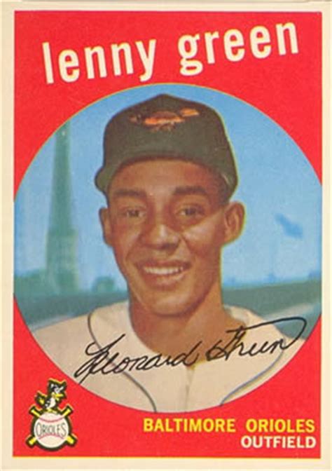 A green card (permanent resident card): 1959 Topps Lenny Green #209 Baseball Card Value Price Guide