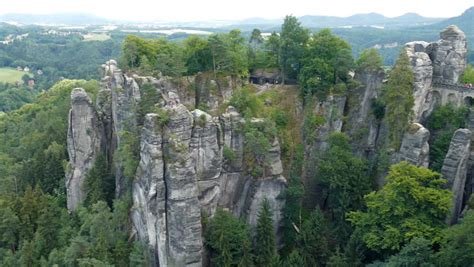 Mossy Rock Saxon Switzerland National Park Germany Stock
